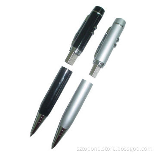 USB pen drives, flash memory, laser pointer, LED, ballpoint pen, measures 142 x 14mm